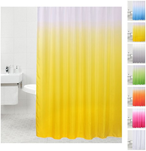 Sanilo Duschvorhang, viele einfarbige Duschvorhänge zur Auswahl, hochwertige Qualität, inkl. 12 Ringe, wasserdicht, Anti-Schimmel-Effekt (180 x 200 cm, Gelb)