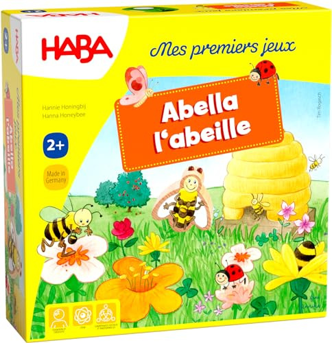 HABA Mes premiers jeux - Abella l'abeille, jeu coopératif de dés de couleur pour 1-4 joueurs de 2 ans, pour apprendre les couleurs, 301839