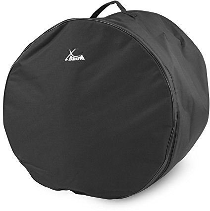 XDrum Bass Drum Tasche, gepolstert, Schwarz, Drum Bag 20x18 | Reißfeste Kunstfaser, wasserabweisend, robuster Reißverschluss