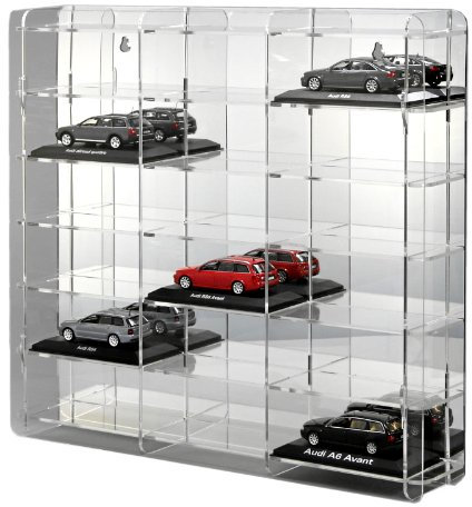 Sora.de Modellauto Vitrine 1:43 mit Spiegelrückwand in Transparent