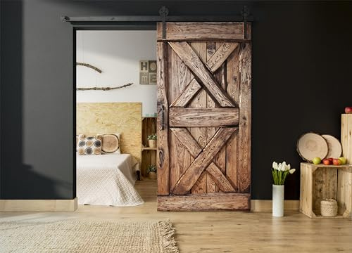 SEART Massive Schiebetüren aus Eiche, massiv im Landhausstil Old (100x210, roh)