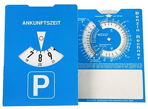 Parkscheibe mit Benzinrechner, Pappe
