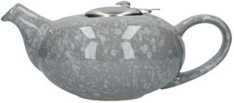 London Pottery Théière Galet avec infuseur pour thé en vrac, grès, gris moucheté, 4 tasses (1 litre)