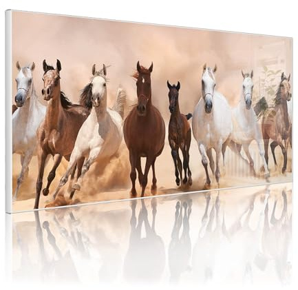 banjado Magnettafel Metall 78 x 37cm - beschreibbare Magnettafel - Metall Pinnwand als Memoboard - Magnetwand Küche, Büro, Kinderzimmer Weiß inkl. 4 Magnete & Montageset - Motiv Mongolische Stimmung