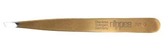 nippes Solingen Pinzette mit schräger Spitze | Edelstahl Rostfrei | 9,5 cm | Vergoldet | Pinzette Augenbrauen Zupfen | Pinzette Schräg | Zur präzisen Haarentfernung | Made in Germany