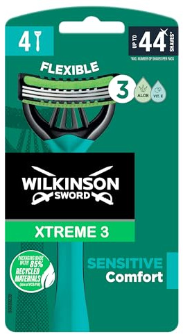Energizer Wilkinson Sword Xtreme 3 Sensitive Men's Disposable Razors, 4 Count
