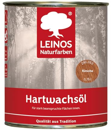 LEINOS Hartwachsöl 0,75 l Kirsche – natürliches, ergiebiges Holzöl für Fußböden, Möbel und Treppen | seidenmatt, pflegend, für alle Innenholzflächen geeignet, schützt vor Feuchtigkeit und Abnutzung