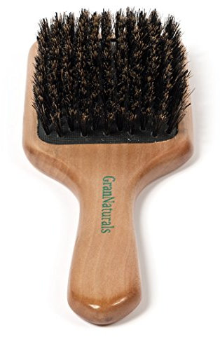 Boar Bristle Hairbrush for Women and Men - Natural Wooden Large Flat Square Paddle Hair Brush