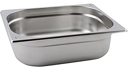 Genware 1/2 Size -100mm Deep Stainless Steel Gastronorm Pan, 1/2 GN, 327 mm Length, 265 mm Width, 100 mm Deep