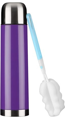 GRÄWE Thermosflasche,1 Liter Edelstahl Trinkflasche, Thermoskanne, Isolierflasche für unterwegs mit Becher, Auslaufsicher, Spülmaschinengeeignet, Lila