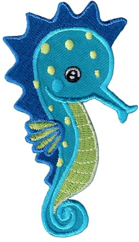 PatchMommy Seepferdchen Aufnäher zum Aufbügeln für Kinder, 9 x 5 cm | Gesticktes Bügelbild, Patch & Applikation für Baby- und Kinderkleidung & Rucksäcke – zum Aufbügeln oder Aufnähen