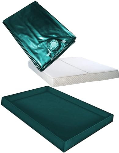 Hardside Wasserbetten Wasserkern Wasserbettmatratze Wasserbett Matratze Mono UNO + Sicherheitswanne Auslaufwanne Wanne Standup Liner + Bezug Auflage Rundumbezug (153 x 213 cm F5 (Queensize))