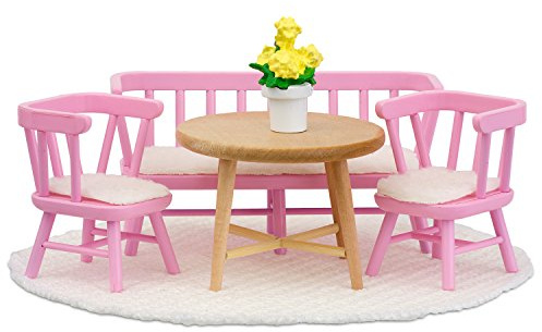 Lundby Küchenmöbel Puppenhaus - Möbelset 6-teilig - Puppenhauszubehör - Möbel - Küche - Esszimmermöbel - Esstisch - Sitzgruppe - Zubehör - ab 4 Jahre - 11 cm Puppen - Minipuppen 1:18