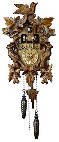 Kuckucksuhr Kuckuckuhr Echtholz NEU batteriebetriebenes Quartzwerk Musik Kuckuckruf Eble -Dreivogel 39cm- 10194