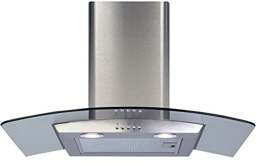 CDA ECP72SS 70cm Stainless Steel Curved Glass Kitchen Cooker Hood Extractor Fan