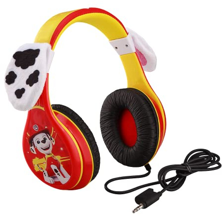 EKids Paw Patrol Marshall Headphones for Kids with Built in Volume Limiting Feature for Kid Friendly Safe Listening, Red