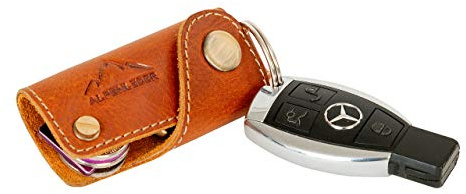 Alpenleder Schlüsselmäppchen - RESIDENZ (Handgefertigt) - Nachhaltiges Bio-Leder aus regionaler Landwirtschaft | Schlüsselanhänger Leder, Schlüsselmappe Organizer *Fair Produziert* (10x4x2cm)