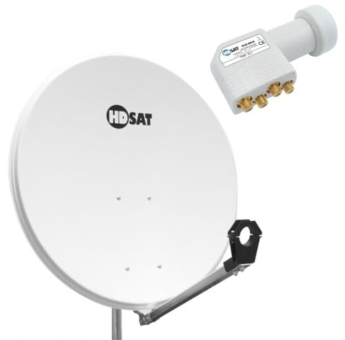 HDSAT Parabola satellitare in acciaio 80 cm + LNB Quad universale 0,1 dB