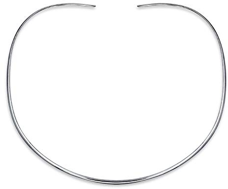 Bling Jewelry Einfache Einfache Dünne Flache Halsreif Schieberegler Offene Kragen Konturierte Aussage Halskette Für Frauen .925 Silber Sterling Hinzufügen Anhänger 2Mm