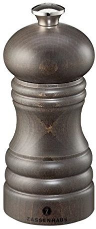 Zassenhaus Berlin Pfeffermühle, Holz, braun, 12 cm, Dunkel | Gewürzmühle aus dunkel gebeizter Buche, stufenlos einstellbar, für Salz und Kräuter, 25 Jahre Garantie auf das Mahlwerk