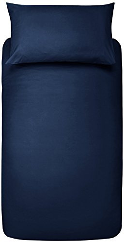 Amazon Basics 2-teiliges Mikrofaser-Bettwäsche-Set, Bettdeckenbezug 135 x 200 cm & 1 Kissenbezug 50 x 80 cm, Marineblau, einfarbig
