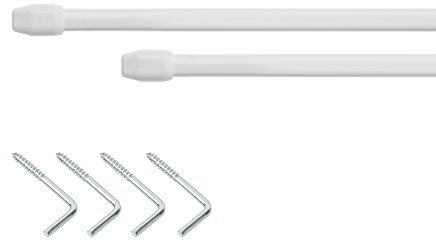 Lichtblick Vitragestange 11 mm Ø, Scheibengardinenstange Weiß, ausziehbar von 100 - 180 cm, Gardinenstange für Küche, Bad usw., Dekoration im Landhaus-Stil