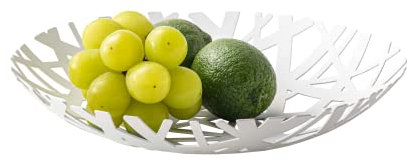 Yamazaki 2497 TOWER Obstschale, weiß, Stahl, Minimalistisches Design, 26 x 26 x 4,5 cm (LxBxH)