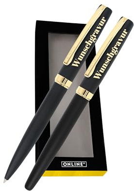 Online Personalisiertes Schreibset mit Gravur Eleganza Classic in Geschenkbox I Füller und Kugelschreiber I auswechselbare Großraum-Mine I Schreibfarbe blau I Aluminium I persönliches Geschenk