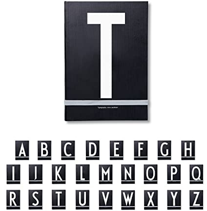 Design Letters Buchstaben Notizbuch A5 A-Z Schwarz | Nutzen Sie das unlinierte Notizbuch als Bullet Journal, 2024 Planer | Notizbuch A5 mit elastischem Verschlussband | 146 nummerierte Seiten