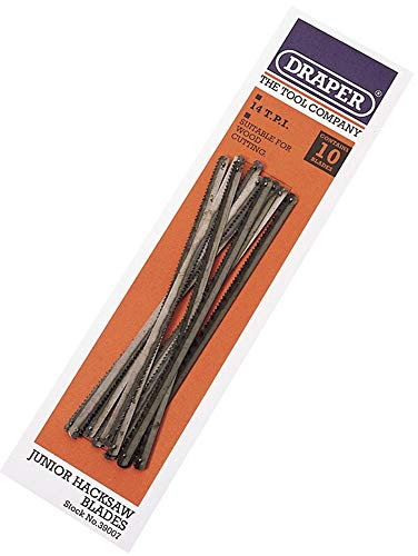 Draper 39007 14 TPI Wood Cutting Junior Hacksaw Blade, Pack of 10 , Blue