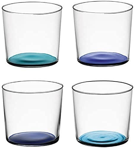 LSA International Coro Tumbler 310ml Lagoon Assorted | Set of 4 | Hand Painted Glassware | CZ12, Blue