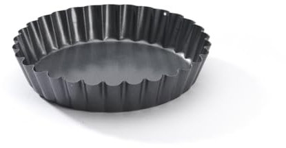 De Buyer Stampo in Acciaio Antiaderente Tortiera con Bordo Svasato e scanalture, 4703.12, Altri, Nero, 12 cm