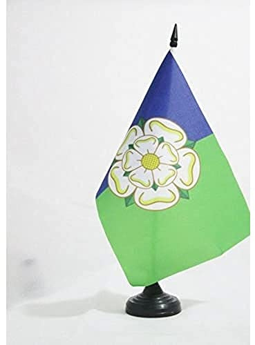 AZ FLAG East Riding of Yorkshire county Table Flag 21x14 cm Plastic Base | Indoor use 6x8 in desk flag stitched finish with reinforced edges with plastic pole 100D polyester