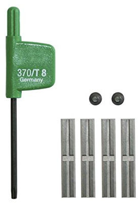 Festool Ersatzwendeplatten 30 x 5,5 x 1,1 mm - 4 Stück, 491388 | Wendeschneidplatten für Nutfräser – Artikelnummer 491388, Hartmetall, reversibel, inkl. T8-Schlüssel und 2 Schrauben