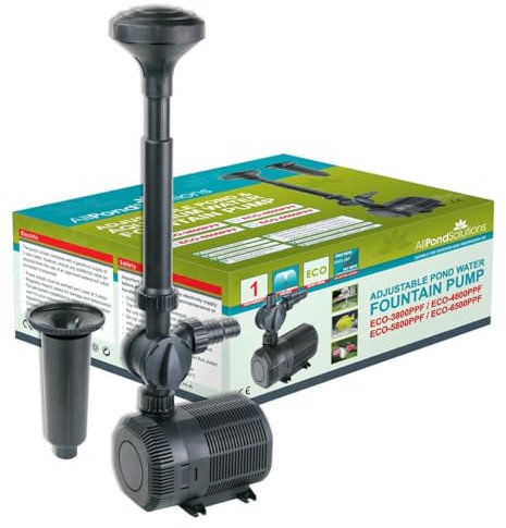 AllPondSolutions ECO-3800PPF Pond Pump Submersible with Fountain Attachment for Outdoor Garden – Adjustable Flow 3800 Litre/Hour Flow Rate