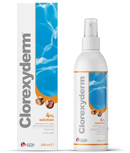 ICF | Clorexyderm 4% Solution Spray for Dogs & Cats | Vet-Recommended No-Rinse Skin Cleanser & Conditioner, 200ml