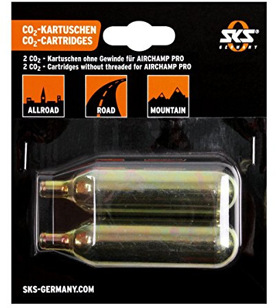 SKS GERMANY CO2-Kartuschen 16 g / 24 g mit / ohne Gewinde (Luftkartuschen, Fahrradzubehör für schnelle Reifenbefüllung, ideal für MTB-, Rennrad- oder Trekkingreifen)