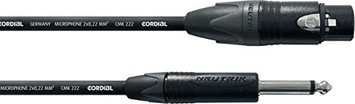 Cordial - Cavo Microfono 5 m XLR Femmina → Jack TS 6,3 mm Bilanciato con Connettori Neutrik (CPM 5 FP)