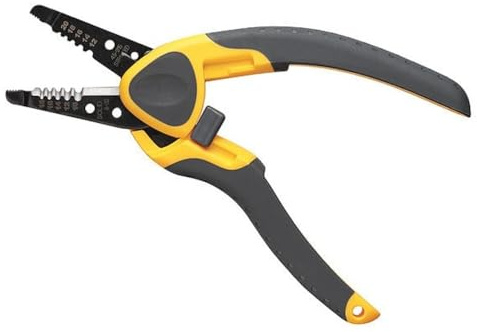 IDEAL Electrical 45-915 Kinetic Reflex T-Stripper - 10-20 AWG, Wire Stripper with Thumb Rest, Plier Nose, Slide Lock, Textured Grips
