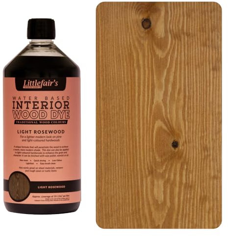 Littlefair's Holzlasur 1ltr - Holzlasur Innen - Holz Lasur Für Natürliche Holzmaserung - Wasserbasierte Wood Stain - Schnell Trocknend & Umweltfreundlich - Farbe: Helles Palisander