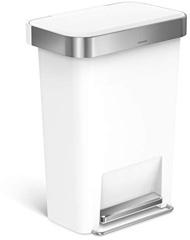 simplehuman CW1387CB 45L Rectangular Pedal Bin with Liner Pocket, White Plastic, W 47.0cm x H 63.5cm x D 32.0cm