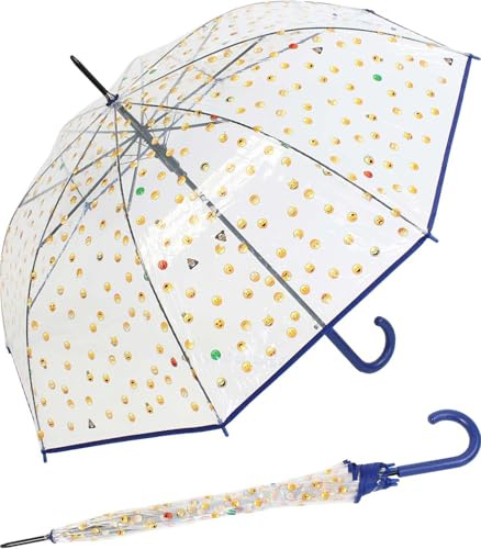 happy rain Emoticon Regenschirm durchsichtig transparent mit Automatik smile bedruckt