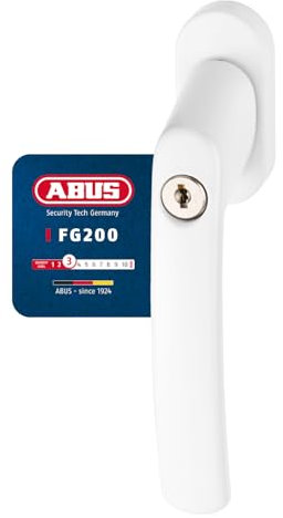 ABUS Abschließbarer Fenstergriff FG200 AB208 - Fensterknauf mit Druckzylinder, gleichschließend - ABUS-Sicherheitslevel 3 - 44259 - Weiß