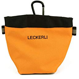 ADORRES Mit Wunschname möglich. Futtertasche, Trainingstasche, Leckerlitasche für Hunde, Futterbeutel mit Magnetverschluss und Kotbeutelfach, Leckerlibeutel Magnetic Orange Edition