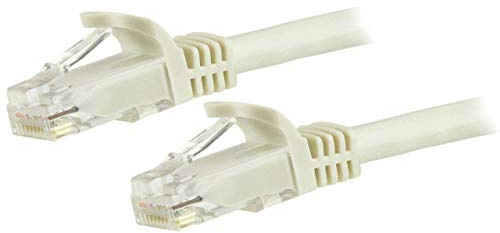StarTech.com 5m CAT6 Ethernet Cable - White CAT 6 Gigabit Ethernet Wire -650MHz 100W PoE++ RJ45 UTP Category 6 Network/Patch Cord Snagless w/Strain Relief Fluke Tested UL/TIA Certified (N6PATC5MWH) | Gold-plated RJ45, Patch Cable, Ethernet Cord, 250Mhz, UTP, Strain Relief, 10Gbps speeds, 24AWG copper, UTP Network