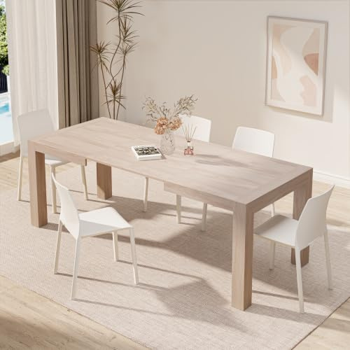 MOBILI FIVER, Iacopo ausziehbarer Esstisch, 140(220) x90 cm, Ulme perlenfarben, Made In Italy