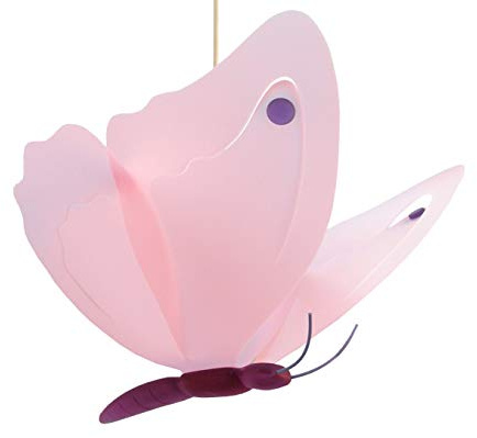 R&M Coudert - Lámpara de techo para dormitorio, diseño de mariposa, color lila y rosa