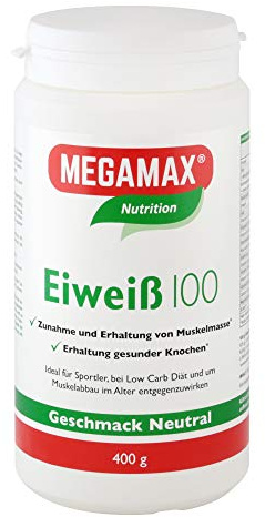 Megamax Eiweiss Neutral Molkenprotein + Milcheiweiß Eiweiß -ideal zum Muskelaufbau und Diaet -PROTEINPULVER ideal zum Backen Low Carb Eiweiß-Shake beliebt bei Post WORKOUT u. Fitness