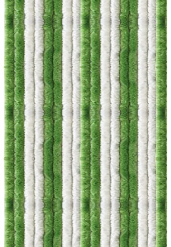 Arsvita Flauschvorhang, Chenille Vorhang, Insektenschutz für den Sommer Extrabreit, Auswahl: 140x200 Unistreifen grün - weiß