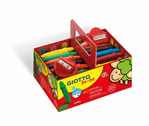 GIOTTO be-bè 4627 00 - Schoolpack, Wachsmalstift, farbig sortiert, 40 Wachsmalkreiden